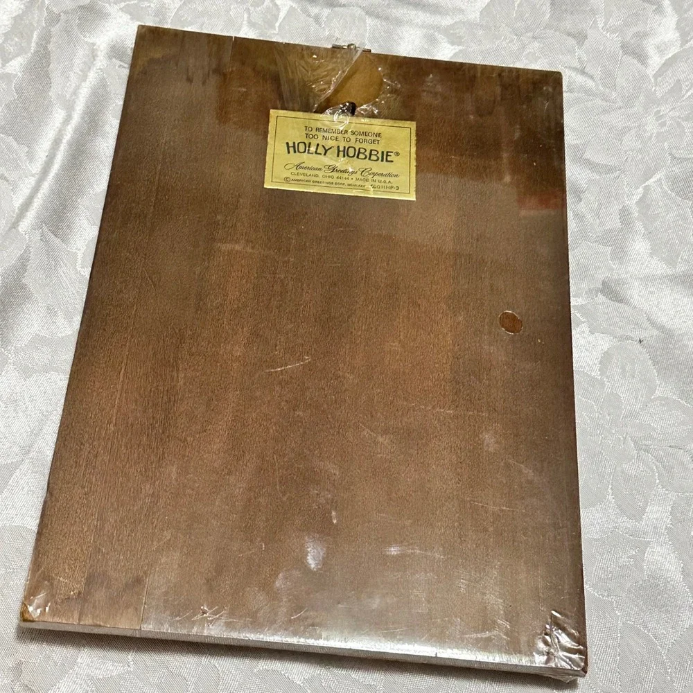 Vintage Holly Hobbie Wood Wall Plaque Brown Vintage 1972 Love Poem Art NIPackage